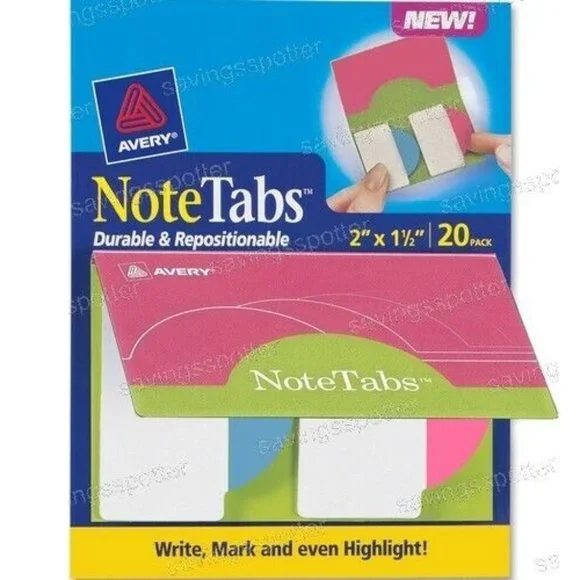 NEW! Avery Notetabs Books 2" x 1.5" Note Tabs Round Edge - Pink & Blue 20 Pk - Picture 1 of 4